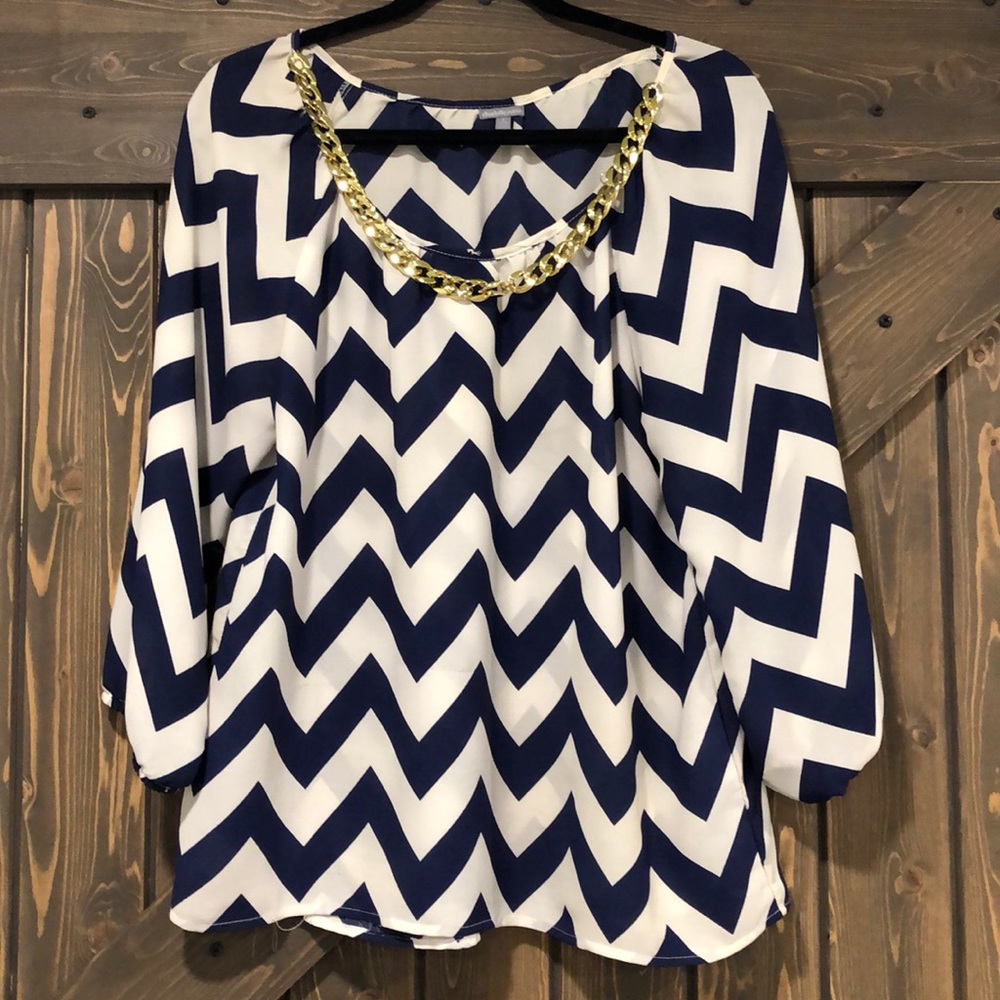 EUC Charlotte Russe Chevron Blouse Size L